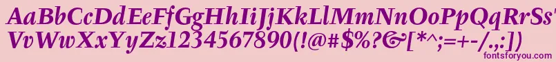 TyfaItcOtBoldItalic Font – Purple Fonts on Pink Background