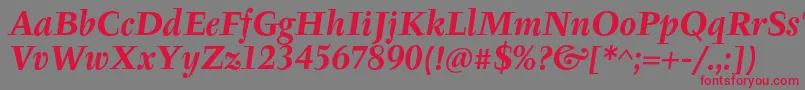 Шрифт TyfaItcOtBoldItalic – красные шрифты на сером фоне