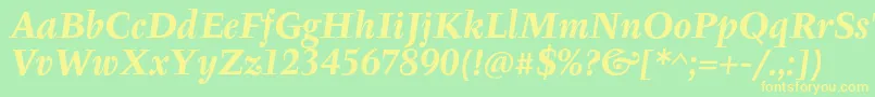 TyfaItcOtBoldItalic Font – Yellow Fonts on Green Background