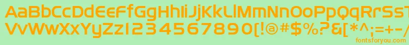 フォントSffourche – オレンジの文字が緑の背景にあります。