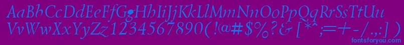 LazurskyItalic Font – Blue Fonts on Purple Background