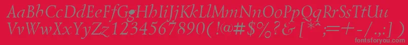 フォントLazurskyItalic – 赤い背景に灰色の文字