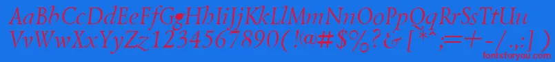 LazurskyItalic Font – Red Fonts on Blue Background
