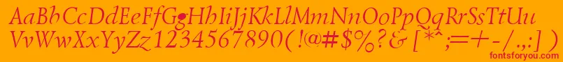 Fonte LazurskyItalic – fontes vermelhas em um fundo laranja