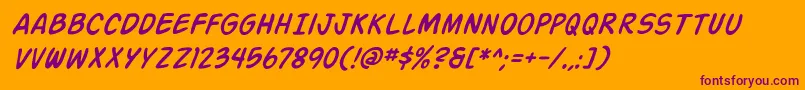 ActionManItalic Font – Purple Fonts on Orange Background