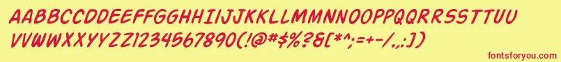 ActionManItalic Font – Red Fonts on Yellow Background