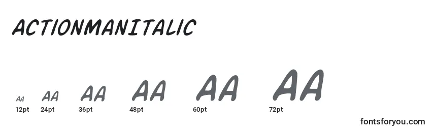 Größen der Schriftart ActionManItalic