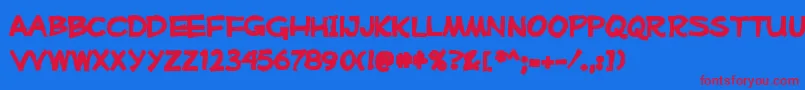 Mufferawink Font – Red Fonts on Blue Background