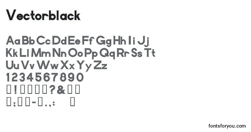 Schriftart Vectorblack – Alphabet, Zahlen, spezielle Symbole
