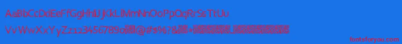 Collegethrash-Schriftart – Rote Schriften auf blauem Hintergrund