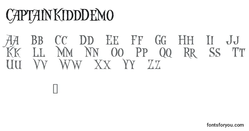Czcionka CaptainKiddDemo – alfabet, cyfry, specjalne znaki