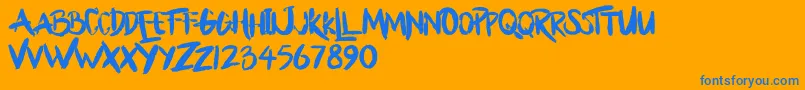 BllodyRainan-Schriftart – Blaue Schriften auf orangefarbenem Hintergrund