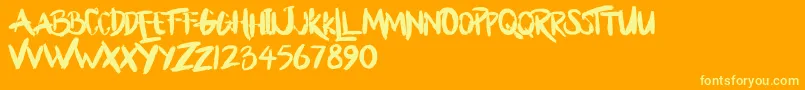 BllodyRainan-Schriftart – Gelbe Schriften auf orangefarbenem Hintergrund