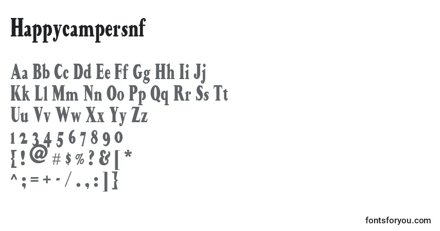 Шрифт Happycampersnf – алфавит, цифры, специальные символы