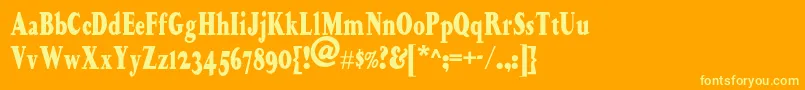 Fonte Happycampersnf – fontes amarelas em um fundo laranja