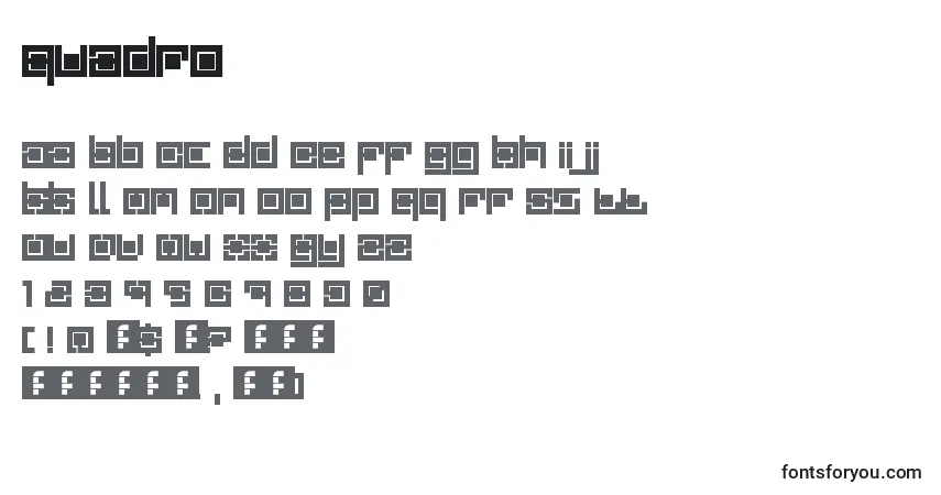Czcionka Quadro – alfabet, cyfry, specjalne znaki