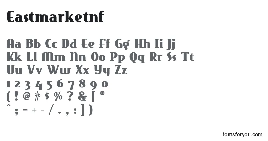 Schriftart Eastmarketnf – Alphabet, Zahlen, spezielle Symbole