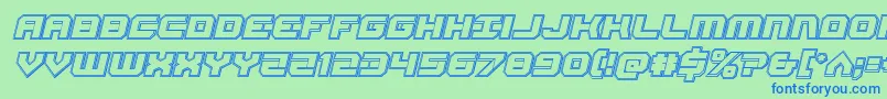Шрифт Gearheadengraveital – синие шрифты на зелёном фоне