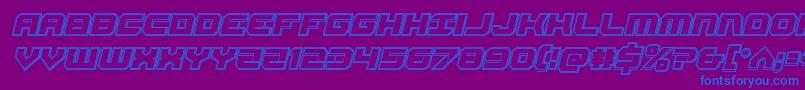 Gearheadengraveital-Schriftart – Blaue Schriften auf violettem Hintergrund