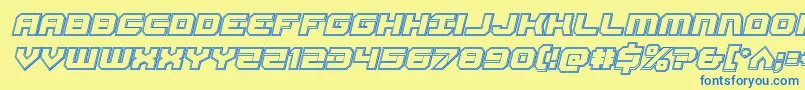 Шрифт Gearheadengraveital – синие шрифты на жёлтом фоне