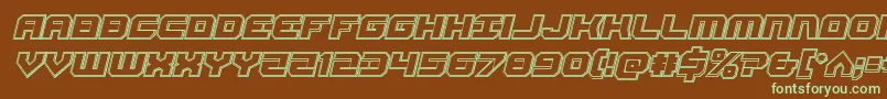 Шрифт Gearheadengraveital – зелёные шрифты на коричневом фоне