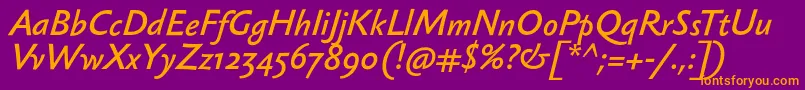 Fonte SebastianmediumItalic – fontes laranjas em um fundo violeta