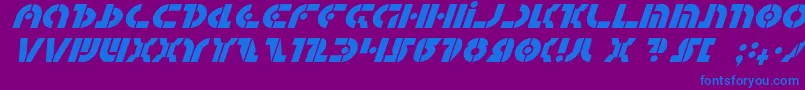 QuestlokItalic-Schriftart – Blaue Schriften auf violettem Hintergrund