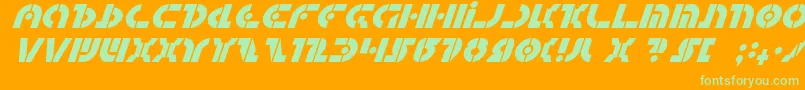 Шрифт QuestlokItalic – зелёные шрифты на оранжевом фоне
