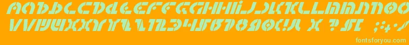 QuestlokItalic-Schriftart – Grüne Schriften auf orangefarbenem Hintergrund