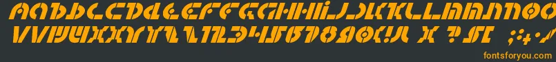 QuestlokItalic-Schriftart – Orangefarbene Schriften auf schwarzem Hintergrund