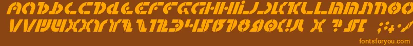 QuestlokItalic-Schriftart – Orangefarbene Schriften auf braunem Hintergrund