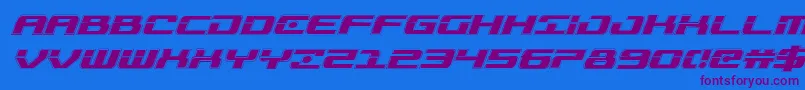 Troopersacadital-Schriftart – Violette Schriften auf blauem Hintergrund