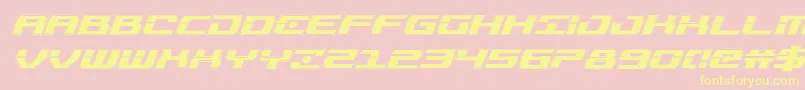 Troopersacadital-Schriftart – Gelbe Schriften auf rosa Hintergrund