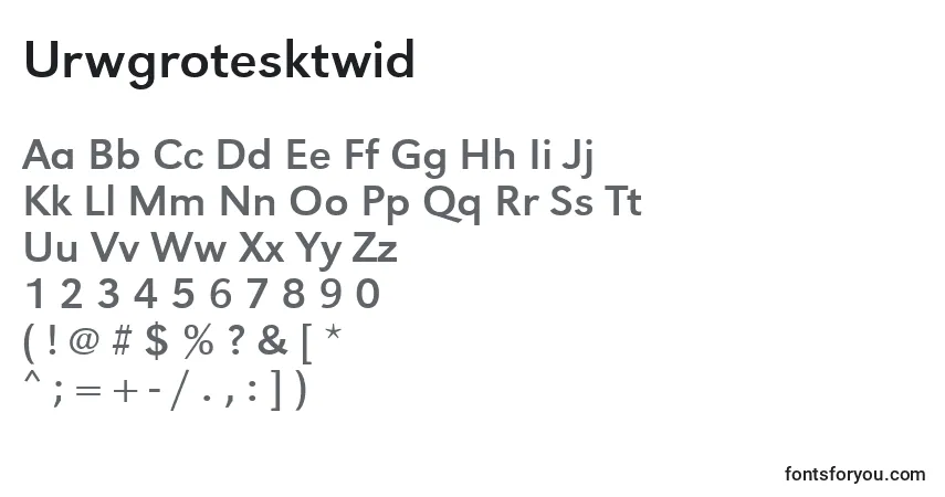Шрифт Urwgrotesktwid – алфавит, цифры, специальные символы