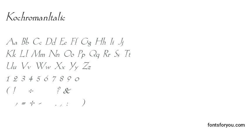 Fuente KochromanItalic - alfabeto, números, caracteres especiales