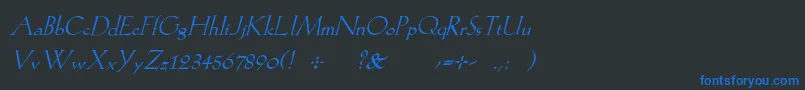 KochromanItalic Font – Blue Fonts on Black Background