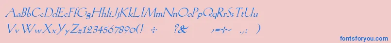Fonte KochromanItalic – fontes azuis em um fundo rosa