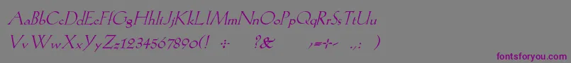KochromanItalic-fontti – violetit fontit harmaalla taustalla