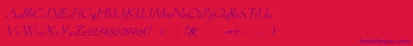 フォントKochromanItalic – 赤い背景に紫のフォント