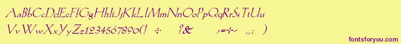 KochromanItalic Font – Purple Fonts on Yellow Background
