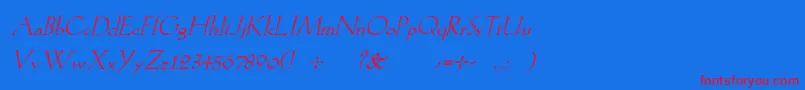 KochromanItalic Font – Red Fonts on Blue Background