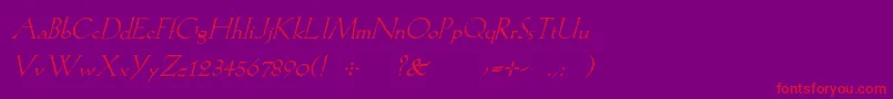 Fonte KochromanItalic – fontes vermelhas em um fundo violeta