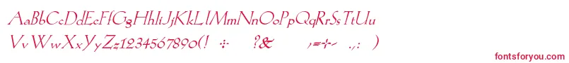 フォントKochromanItalic – 白い背景に赤い文字