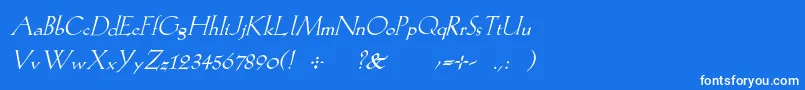 フォントKochromanItalic – 青い背景に白い文字