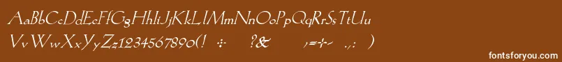 Fonte KochromanItalic – fontes brancas em um fundo marrom