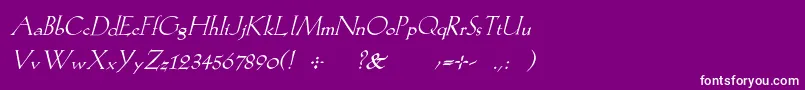 Fonte KochromanItalic – fontes brancas em um fundo violeta