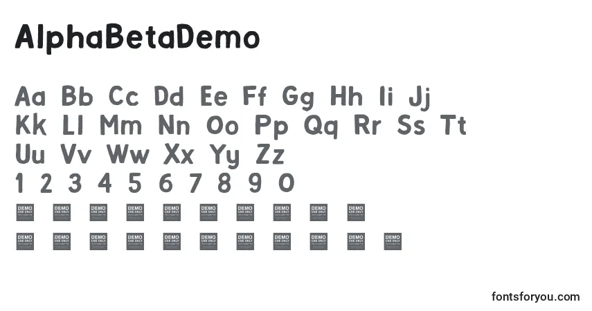 AlphaBetaDemo-fontti – aakkoset, numerot, erikoismerkit