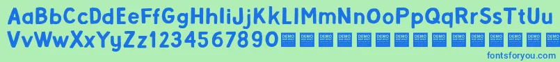 AlphaBetaDemo Font – Blue Fonts on Green Background