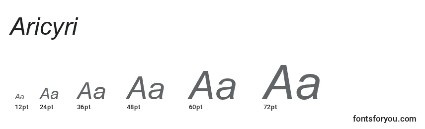 Размеры шрифта Aricyri