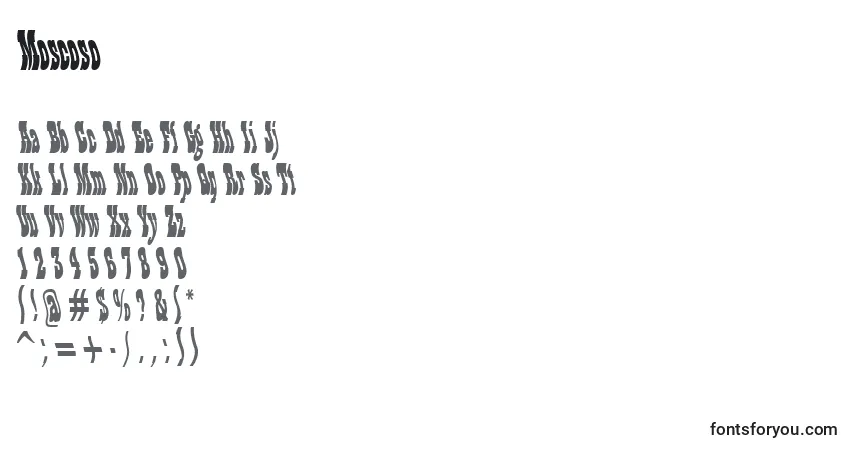 Шрифт Moscoso – алфавит, цифры, специальные символы